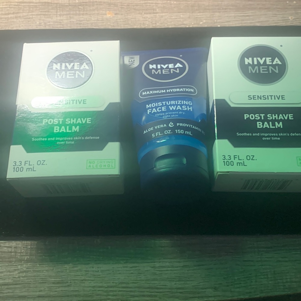 Men’s Nivea Post Shave Balm,2 bottles and Men’s Nivea Moisturizing Face Wash